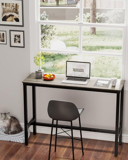 Bar Table, Bar Height Pub Table, High Top Cocktail Table for Kitchen Dining | 47.24" Rectangular Bar High Table for Kitchen Nook, Home Bar, Living Room, Bistro, Pub, Party, Sturdy Metal Frame