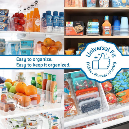 Fridge Organizer - 14 Piece Refrigerator Organizer Bins - Stackable Freezer Organizer - Clear Refrigerator Organizer - Acrylic Fridge Bins, (VDS-SB-BIN-14SET)
